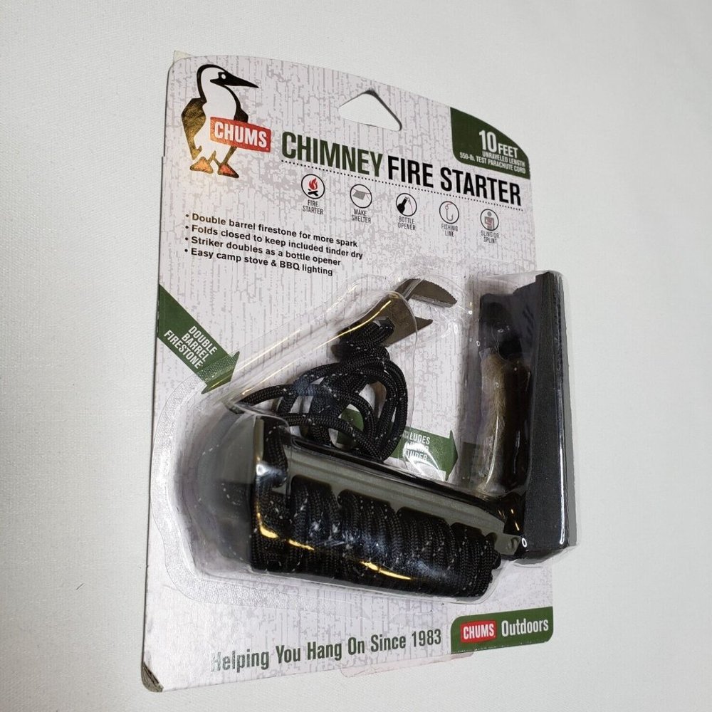 Chums Fire Starter Double Barrel Firestone Black Parachute Cord